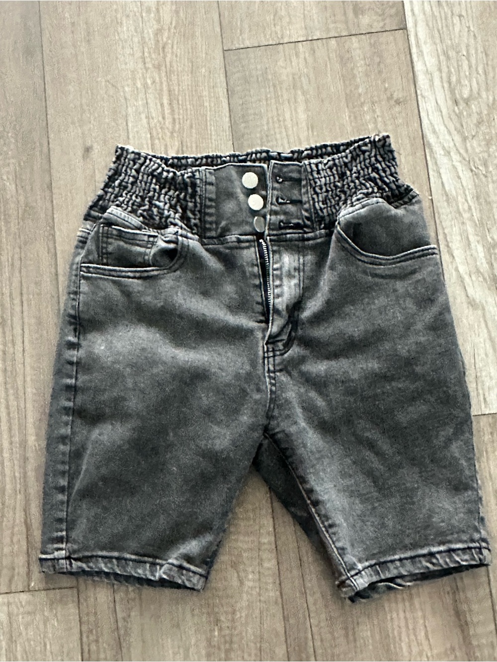 Womens Elastic Waist Washed Black Denim Shorts Size Medium